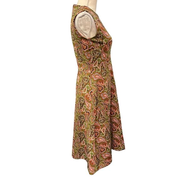 Vintage Dress Womens 12 60s 70s‎ Floral Paisley Mandarin Midi Hostess Housewife - Picture 4 of 8